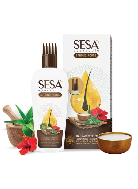 SESA Ayurvedic Strong Roots Hair Oil 100 Ml Hair Strenghtening Reduces Hairfall No Mineral Oil Hair Oil For Women And Men