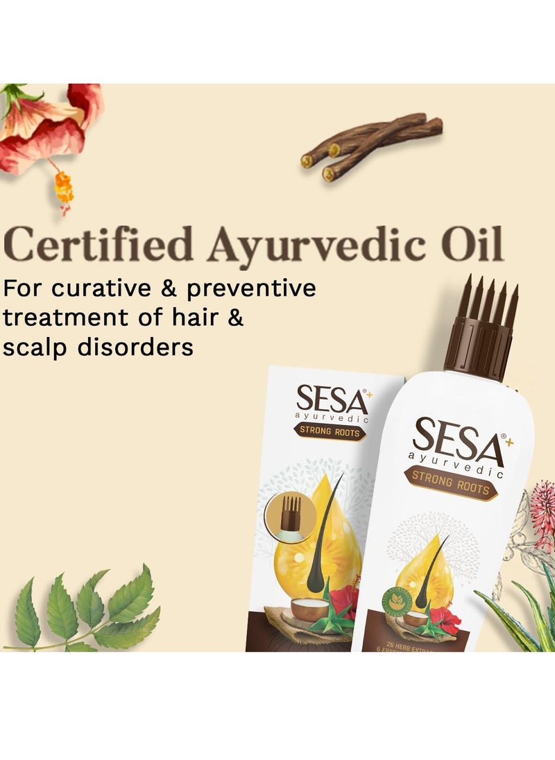 SESA Ayurvedic Strong Roots Hair Oil 100 Ml Hair Strenghtening Reduces Hairfall No Mineral Oil Hair Oil For Women And Men