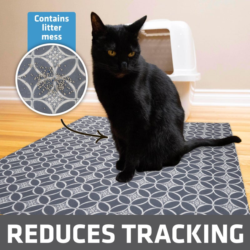 Drymate Cat Litter Box Mat, Litter Trapping Mat, Waterproof, Urine-Proof, Absorbent, Machine Washable, Soft on Paws, Contains Mess, Protects Floors, Kitten Supplies, Indigo Grey, 29x36 XL - Image 2