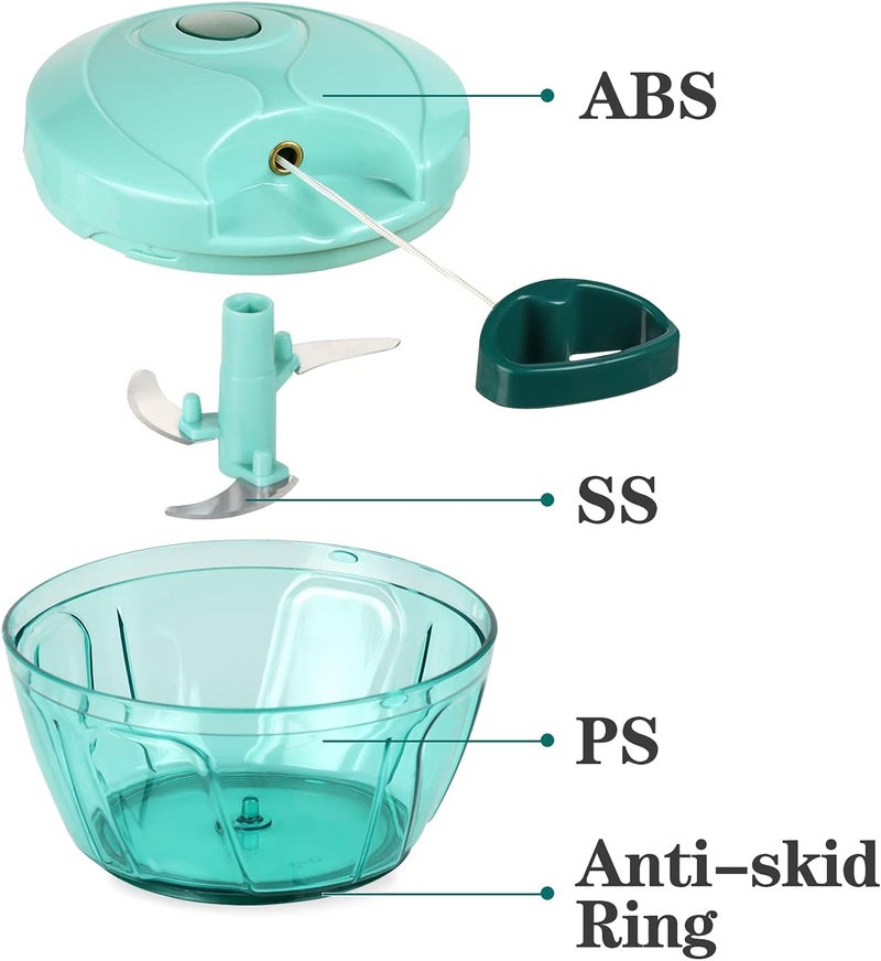 Cambom Manual Food Chopper Hand Chopper, Hand Pull String Vegetable Chopper Onions Chopper, Durable BPA free food safe material (2 Cup) - Image 5