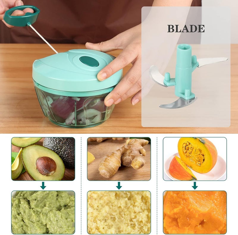 Cambom Manual Food Chopper Hand Chopper, Hand Pull String Vegetable Chopper Onions Chopper, Durable BPA free food safe material (2 Cup) - Image 2