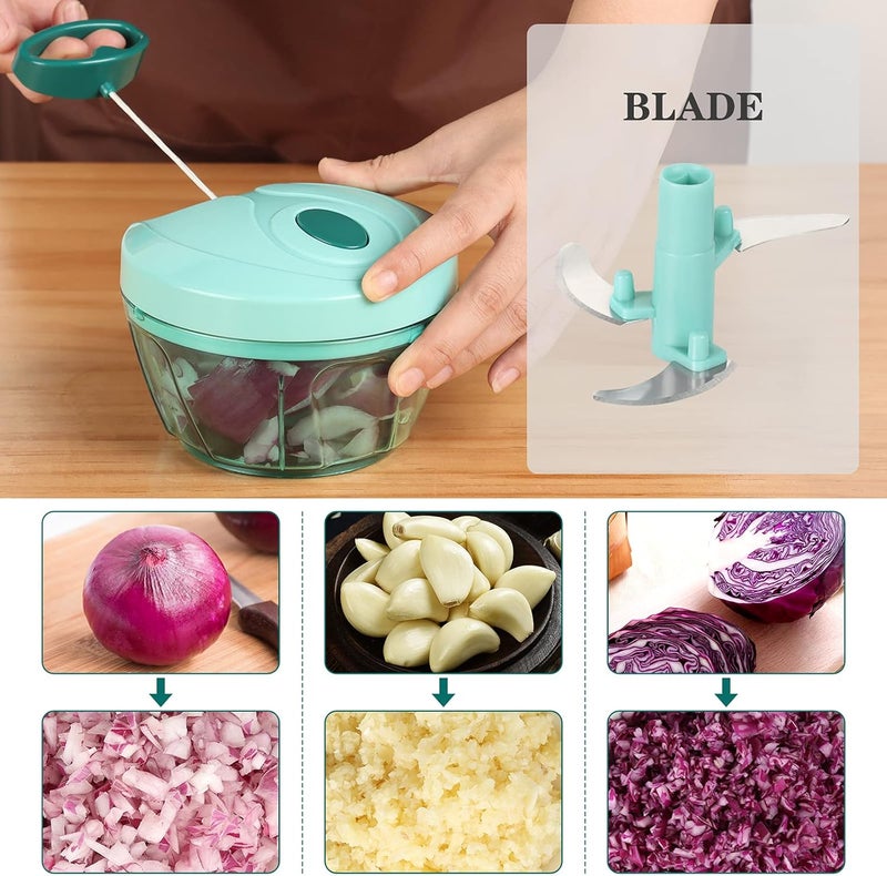 Cambom Manual Food Chopper Hand Chopper, Hand Pull String Vegetable Chopper Onions Chopper, Durable BPA free food safe material (2 Cup) - Image 3