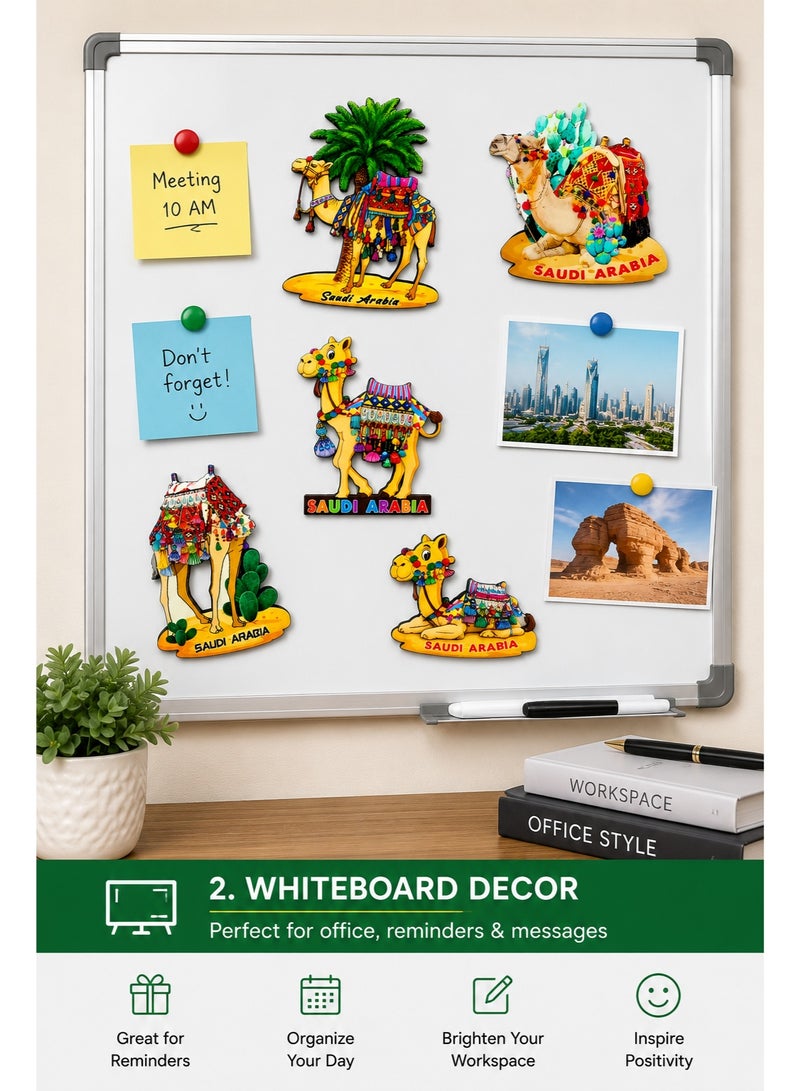 ARAB SOUVENIRS Saudi Arabia Camel Fridge Magnet Set – 5‑Piece Wooden Souvenir Collection Featuring Colorful Desert Camels, Palm Tree & Cactus Design, Arabian Heritage Decor Gift for Travelers & Collectors - Image 5