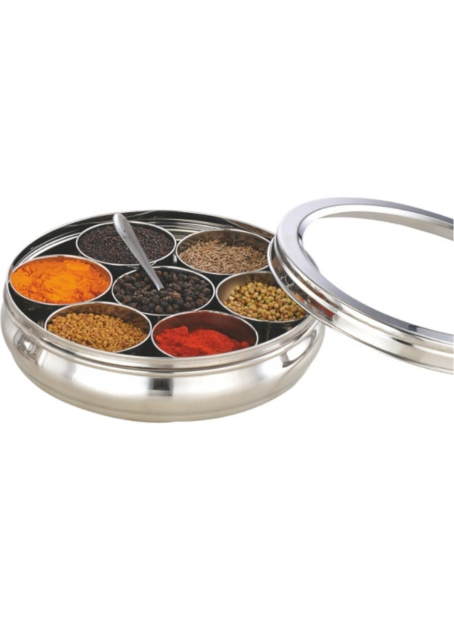 Decent Stainless Steel Deluxe Spice Box (12 Inch) | 7 Cups Masala Box with Transparent Lid | Premium Kitchen Spice Organizer - Image 1