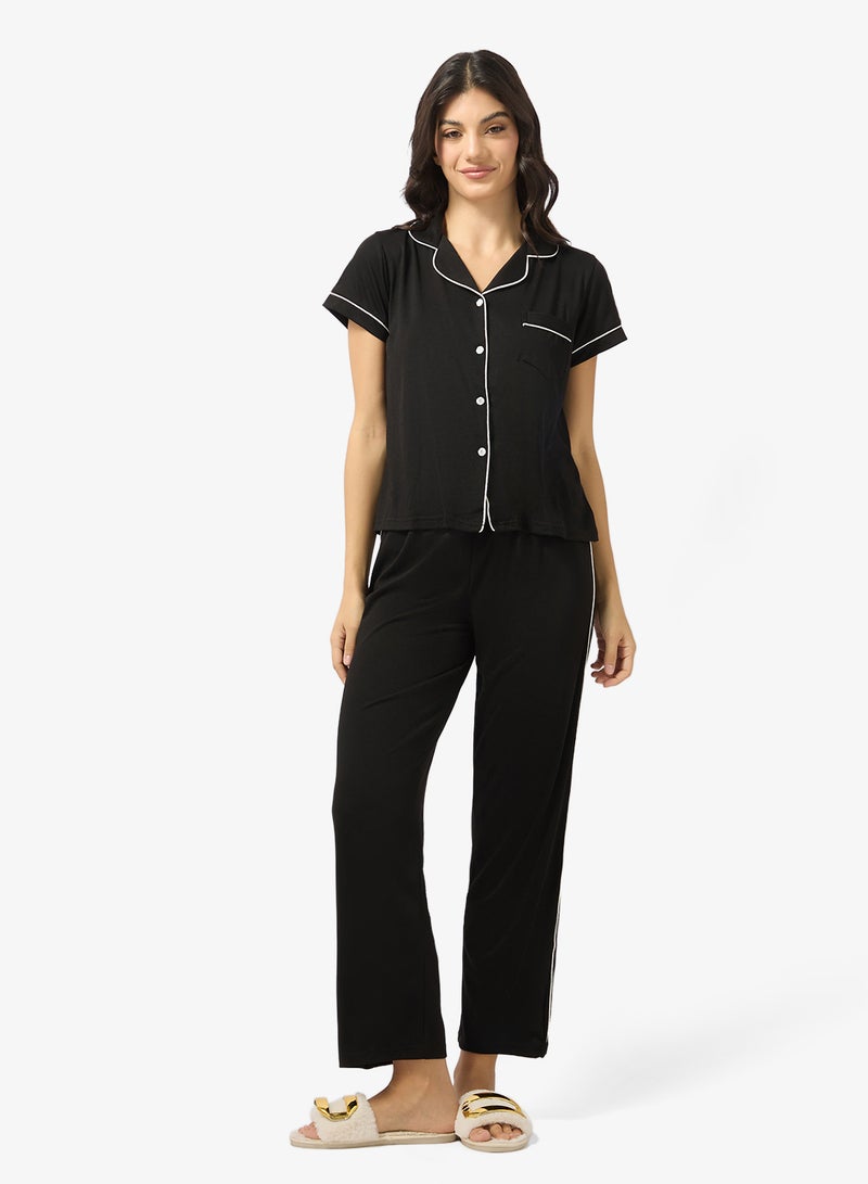 Ginger Button Up Shirt & Pyjama Coord Set - Image 5