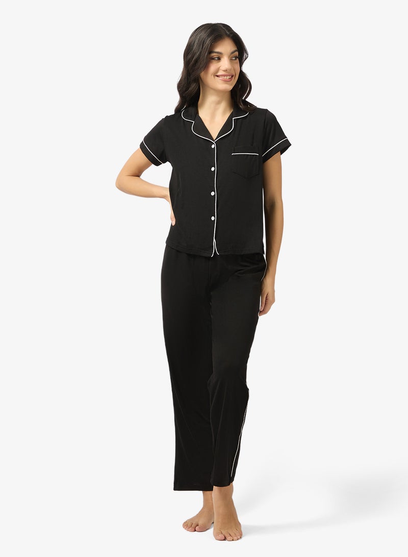 Ginger Button Up Shirt & Pyjama Coord Set - Image 1