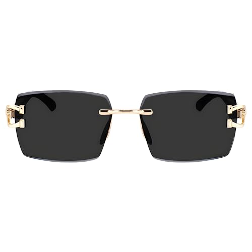 mashamart® MC STAN Rimless Rectangular Sunglasses For Men & Women with Premium Metal Accents, Black & Brown Tint Lenses, (Pack of 1) (Black) - Image 4