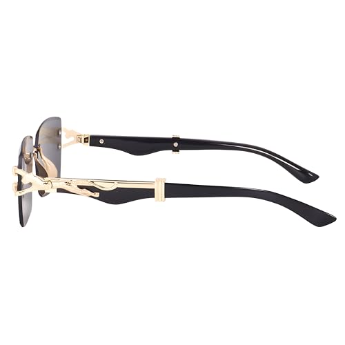 mashamart® MC STAN Rimless Rectangular Sunglasses For Men & Women with Premium Metal Accents, Black & Brown Tint Lenses, (Pack of 1) (Black) - Image 2