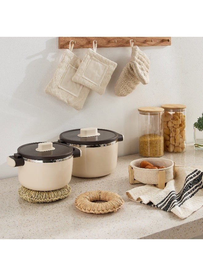 Home Box Bella Circle Bread Baskets with Wooden Stand - 15x15x5.5 cm - Image 4