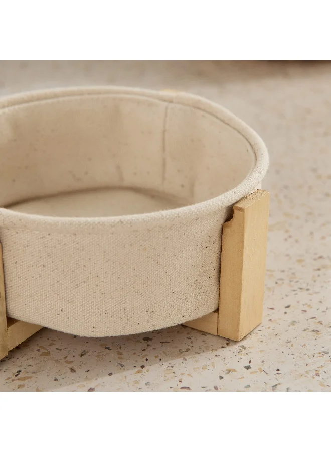 Home Box Bella Circle Bread Baskets with Wooden Stand - 15x15x5.5 cm