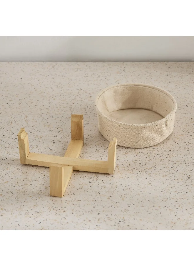 Home Box Bella Circle Bread Baskets with Wooden Stand - 15x15x5.5 cm