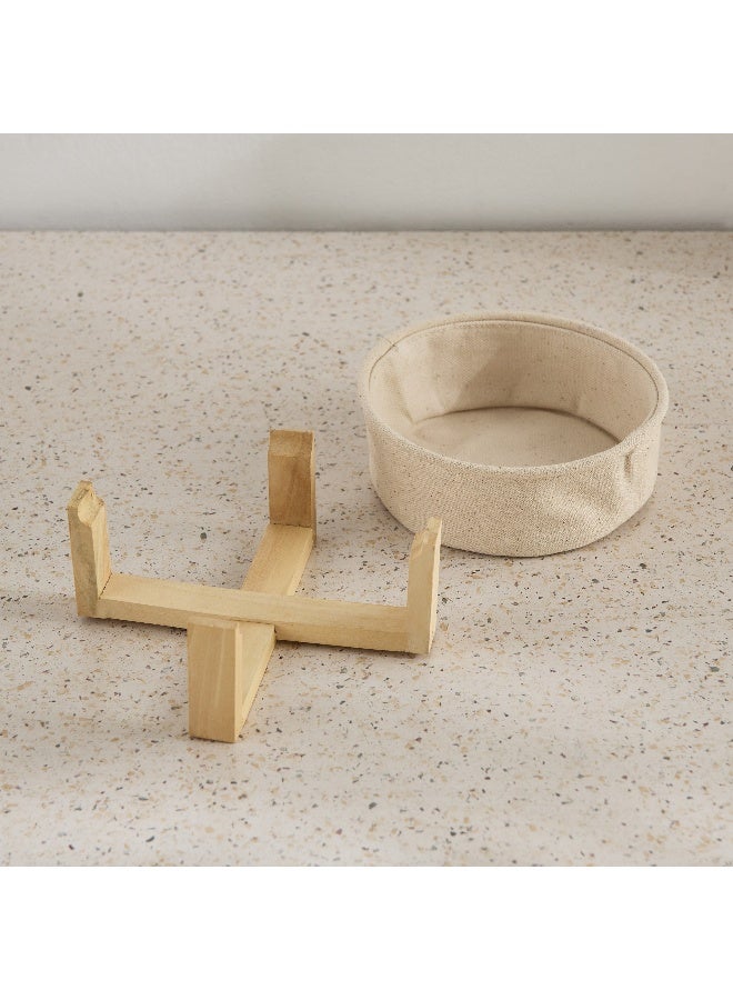 Home Box Bella Circle Bread Baskets with Wooden Stand - 15x15x5.5 cm - Image 2