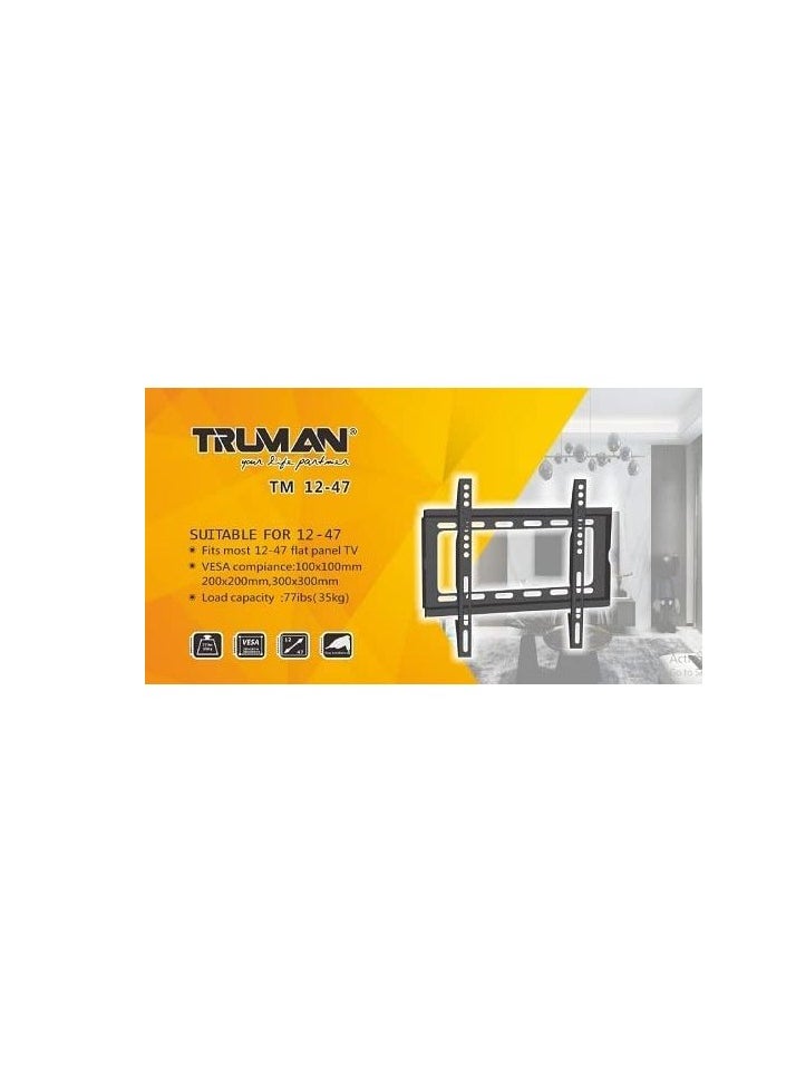 TRUMAN Truman Tv Bracket 12-47 Fixed Wall Mount - Black  - Image 1