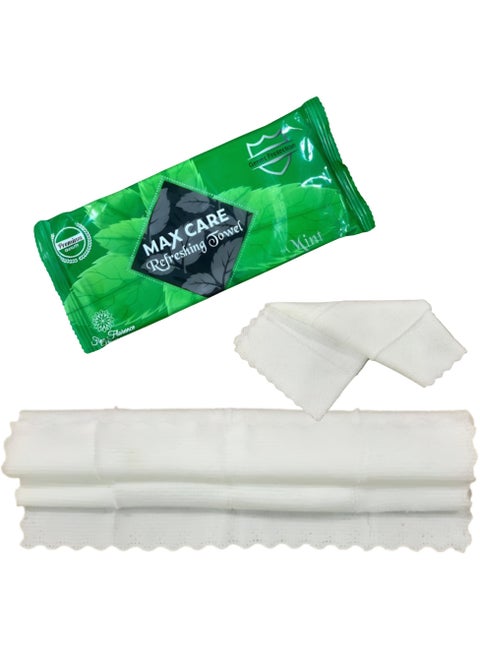 MAX CARE Pack of 50 Mint Refreshing Towel Wet Towel For Gym, Salon, Cooling Towel Disposable Towels Refreshing Wet Towel for Makeup remover