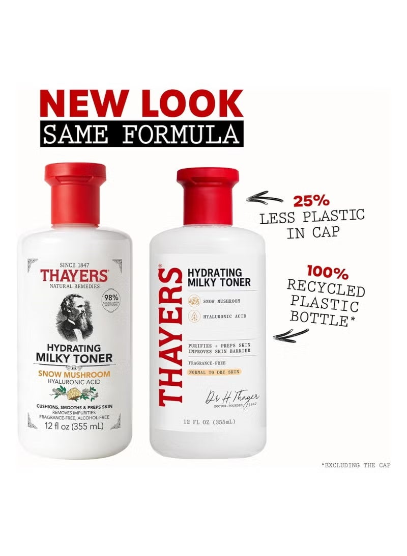 THAYERS Milky Face Toner Skin Care with Snow Mushroom and Hyaluronic Acid, Natural Gentle Facial Toner, for Dry and Sensitive Skin, 355mL - Image 2
