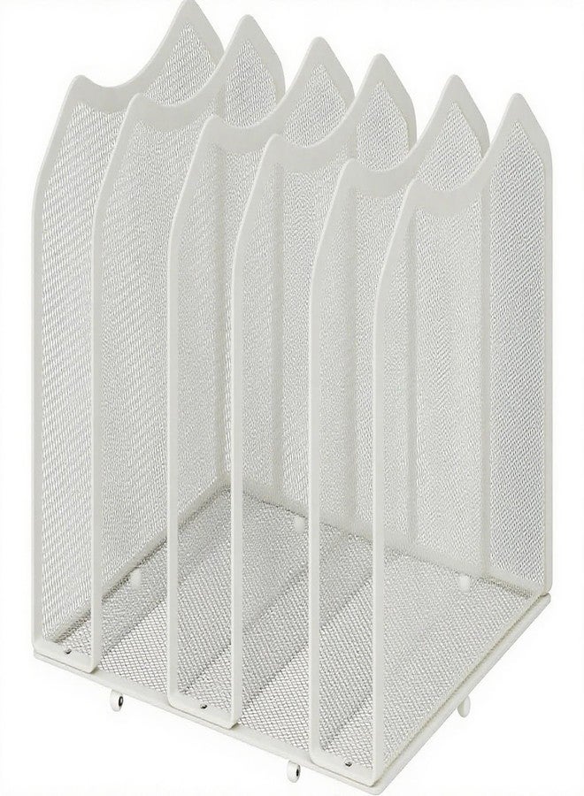 منظم ملفات مكتبي شبكي بسيط وعصري، رف كتب من 5 أقسام للمكتب المنزلي، أبيض