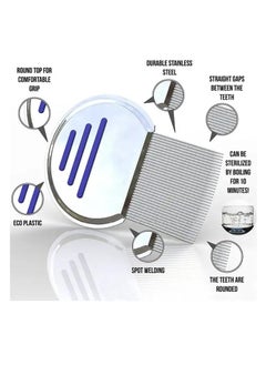 T NEWFUN Lice Comb-Professional Stainless Steel Comb- Quick Results for Head Lice Treatment - Suitable for All Hair Types,| Dandruff Comb | Psoriasis Comb-Lice Brush（2 pack）  - Image 2