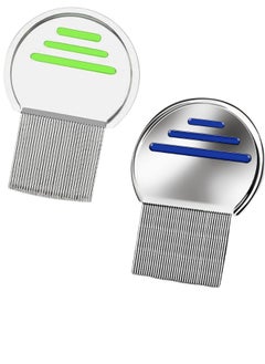 T NEWFUN Lice Comb-Professional Stainless Steel Comb- Quick Results for Head Lice Treatment - Suitable for All Hair Types,| Dandruff Comb | Psoriasis Comb-Lice Brush（2 pack）  - Image 1