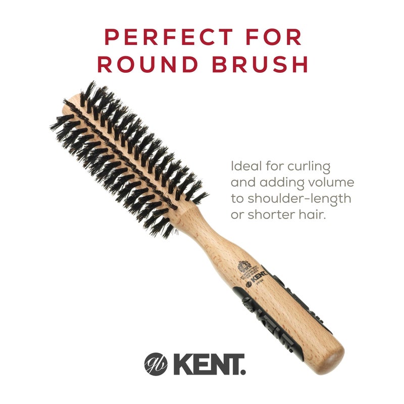Kent PF04 Small Round Curling Brush with Hard Natural Boar Bristle- Hair Drying Brush, Round Hair Brush, and Blowout Brush - Small Round Brush for Dry Hair - For Shoulder Length or Shorter Hair - Image 3