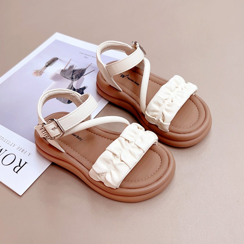 Girls Sandals 2025 Korean Style Casual And Easiest For Match Girls Little Girls Lightweight Plaid Beach Shoes - Image 4