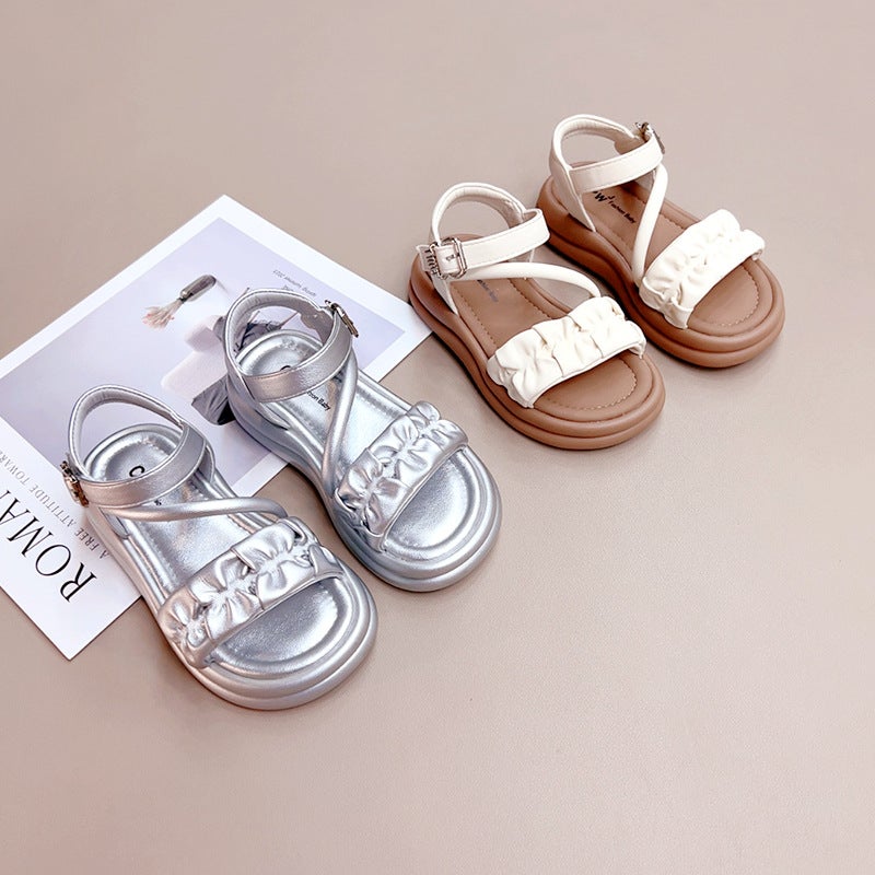 Girls Sandals 2025 Korean Style Casual And Easiest For Match Girls Little Girls Lightweight Plaid Beach Shoes - Image 3
