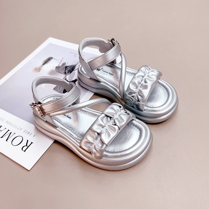 Girls Sandals 2025 Korean Style Casual And Easiest For Match Girls Little Girls Lightweight Plaid Beach Shoes - Image 5