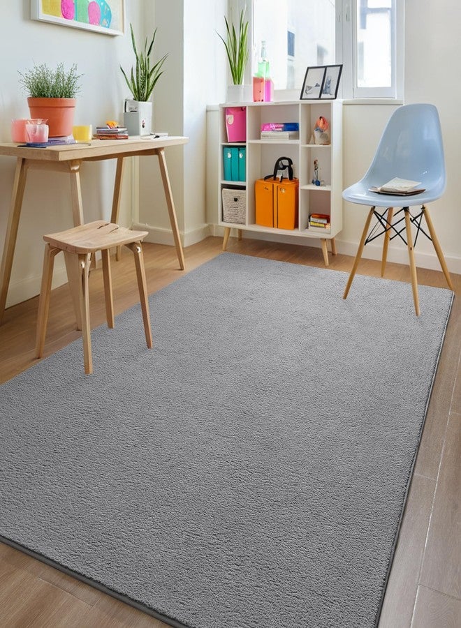 FALARK Gray Rugs for Bedroom Living Room, 4x6 ft Grey Area Rug, Washable Memory Foam Indoor Carpet, Modern Aesthetic Minimalist Non-Slip Carpets for Boys Girls Adults Home Decor - Image 5