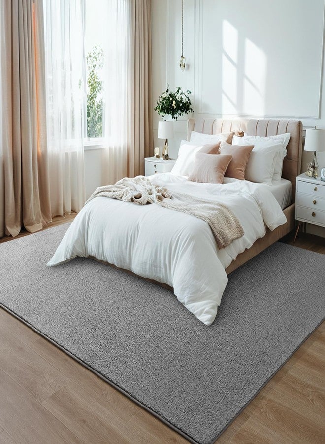FALARK Gray Rugs for Bedroom Living Room, 4x6 ft Grey Area Rug, Washable Memory Foam Indoor Carpet, Modern Aesthetic Minimalist Non-Slip Carpets for Boys Girls Adults Home Decor - Image 2