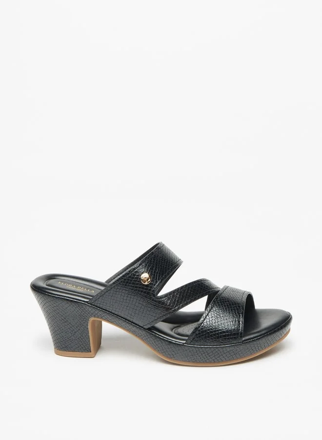 فلورا بيلا من شو إكسبرس Women's Textured Block Heeled Sandals