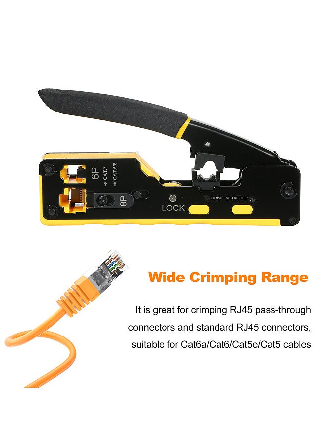 ليبيرك مجموعة أدوات تجعيد RJ45 الكل في واحد من خلال أداة العقص لـ Cat5e Cat6 Cat6a تمر من خلال الموصل مع 100 قطعة موصلات 100 قطعة أغطية كابل الشبكة كماشة شفرات اختبار  - Image 5