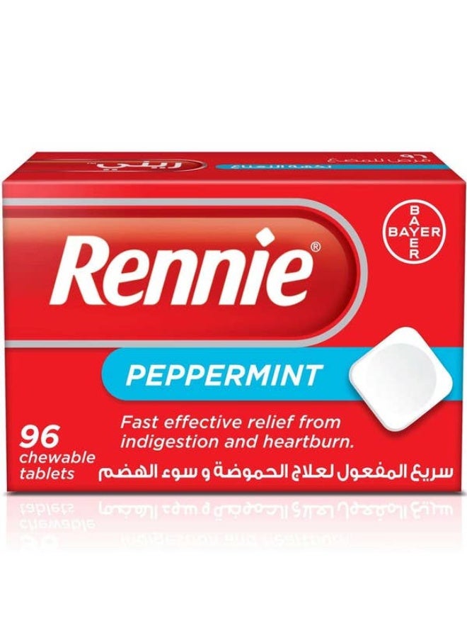 BAYER Rennie For Heartburn Chewable Peppermint Tablets 96's - Image 1