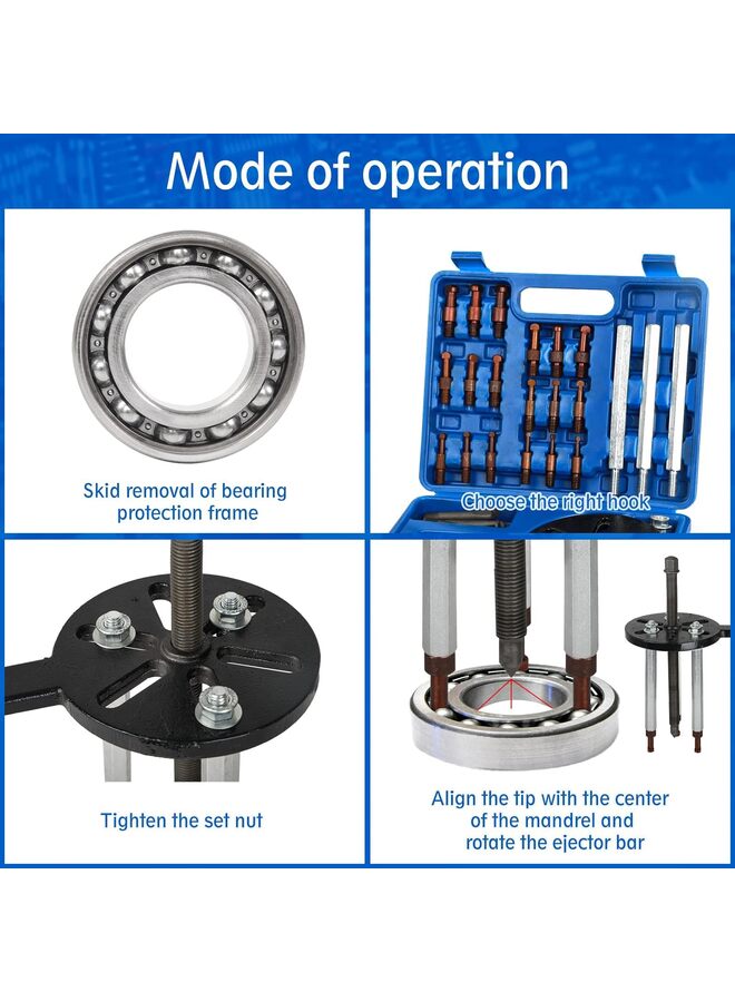 يُسلِّم مجموعة 21 في 1 لسحب المحمل، أداة سحب المحمل، أداة إزالة المحمل مع 6 أحجام من المشابك، أداة سحب ثلاثية الفك لمجموعة المحمل الداخلية، تفكيك محمل ناقل الحركة متعدد الوظائف - Image 4