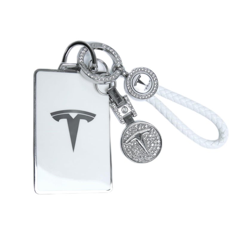 Tesheer for Tesla Key Card Holder Bling Key Chain fit Tesla Card Key Holder for Model SX3Y Cybertruck Card Key Holder for Tesla Keychain Crystal Key Card Protective Key Fob Tesla Accessories