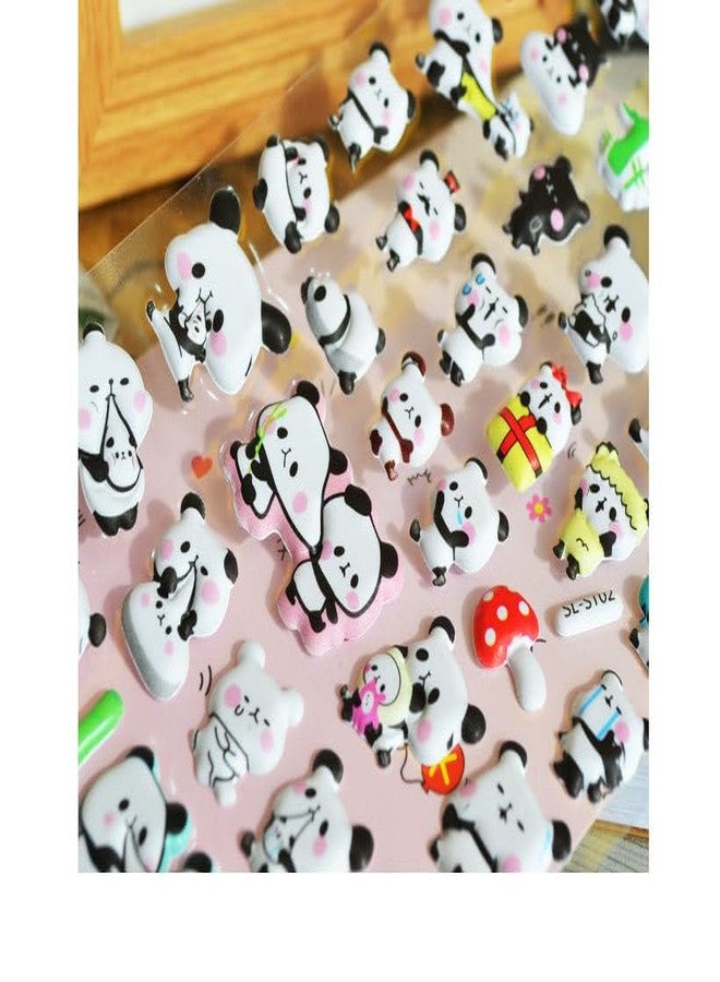 DEOXY Pack of 4 Panda Three-Dimensional PVC Bubble Children's Kindergarten Children's Reward Stickers 3D Envelope Seal Decorations (DX-0017) - Image 2