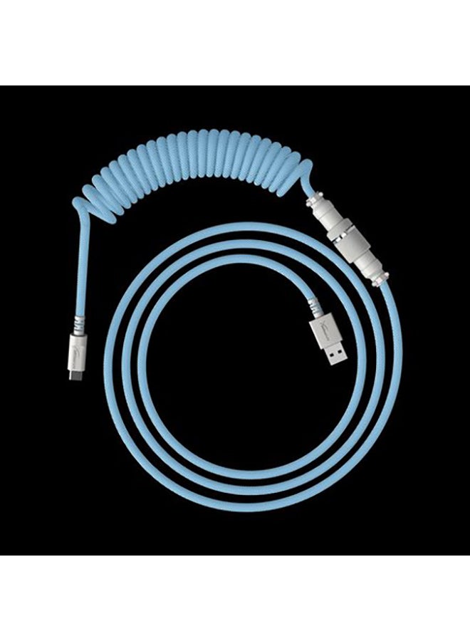 HYPERX Coiled Cable - Light Blue/White - 1.37M - Image 1