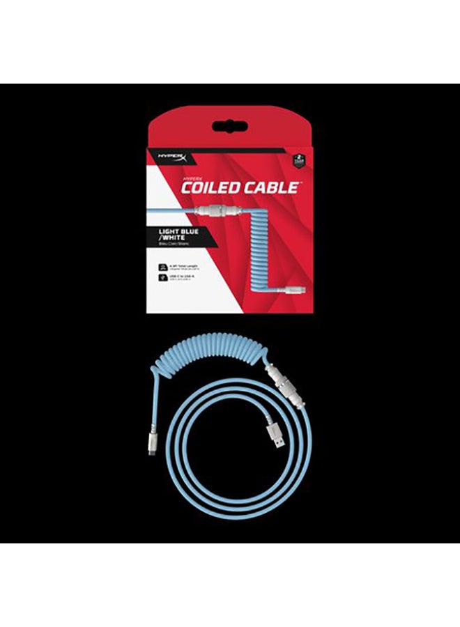 HYPERX Coiled Cable - Light Blue/White - 1.37M - Image 4