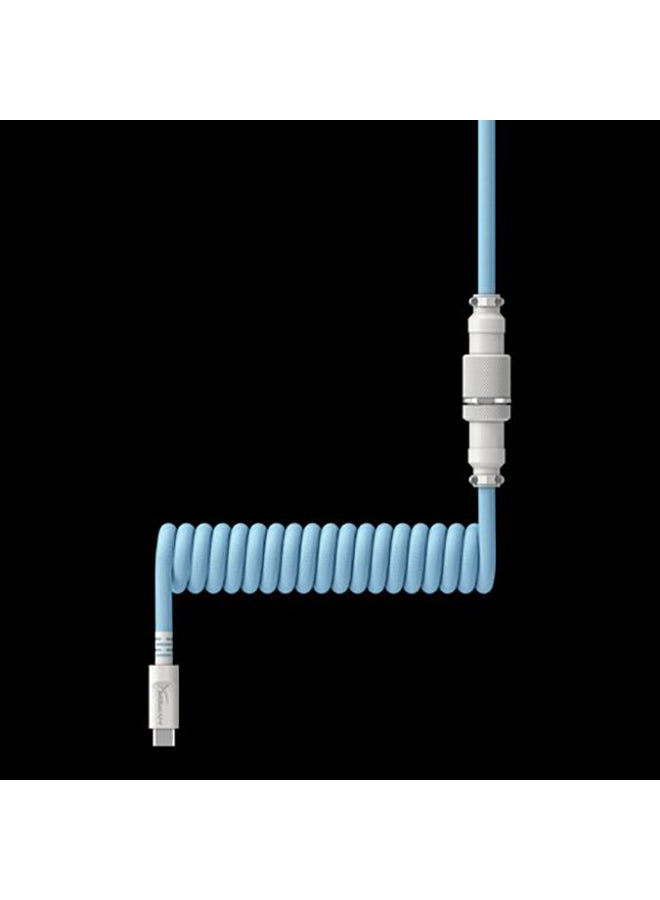 HYPERX Coiled Cable - Light Blue/White - 1.37M - Image 3