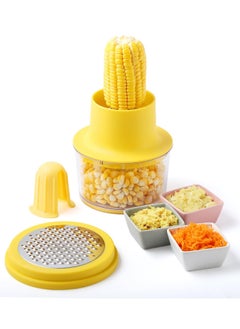 Excefore Plastic Corn Peeler, Corn Stripper, with Built-In Cup Grater, Corn Kernel Cutter Ginger Grater, Convenient and fast Quickly get rid of corn kernels, suitable for kitchen  - Image 1