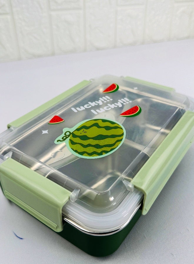 Toshionics Microwave Safe Stainless Steel Lunch Box – 1.2L – with 3 Compartments, Leakproof Lid, Spoon, BPA Free, Freezer & Dishwasher Safe – for Kids & Adults – Ideal for School, Office, Gym, Travel – 21 x 15 x 5 cm - Image 3