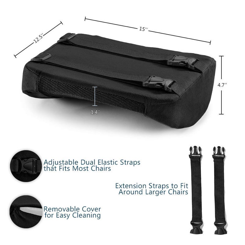 ComfiLife Lumbar Support Back Pillow Office Chair and Car Seat Cushion - Memory Foam with Adjustable Strap and Breathable 3D Mesh (Black) - Image 4