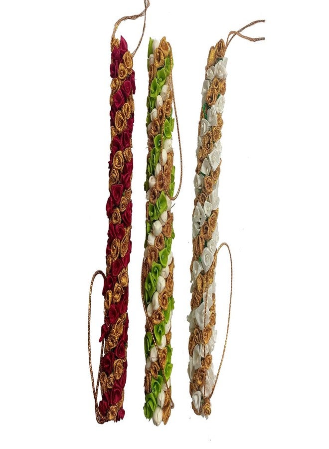 AROOMAN™ Bridal Hair Artificial Flower Mogra Gajra/Bun For Women/Grils (Wedding,Party) Pack_03,Color-Multi - Image 2