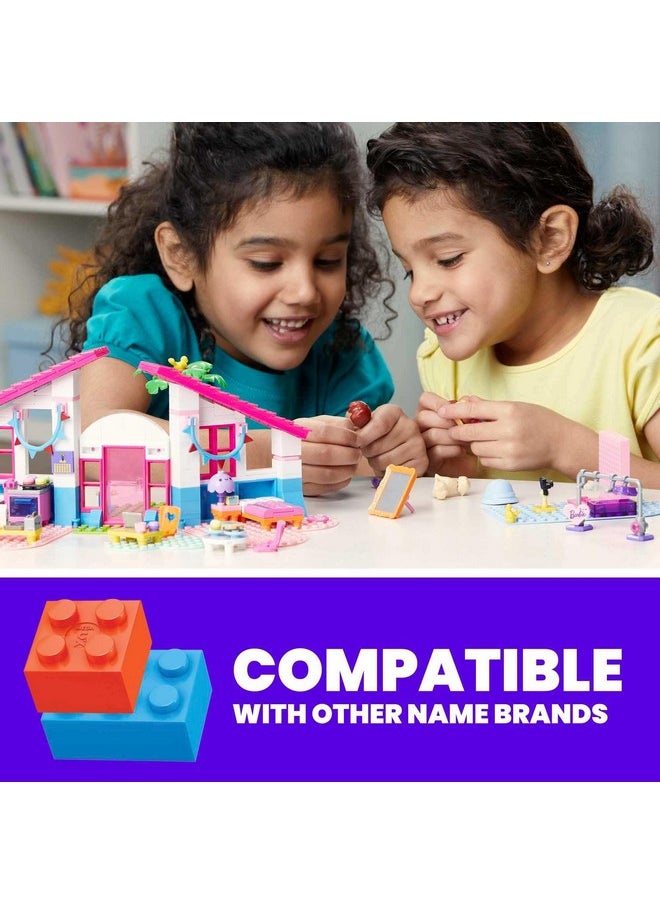 Mega Brands MEGA Construx Barbie Kids Building Toy Set, Malibu House with 303 Pieces, 2 Micro-Dolls, Furniture and Accessories, Ages 5+ Years  - Image 2
