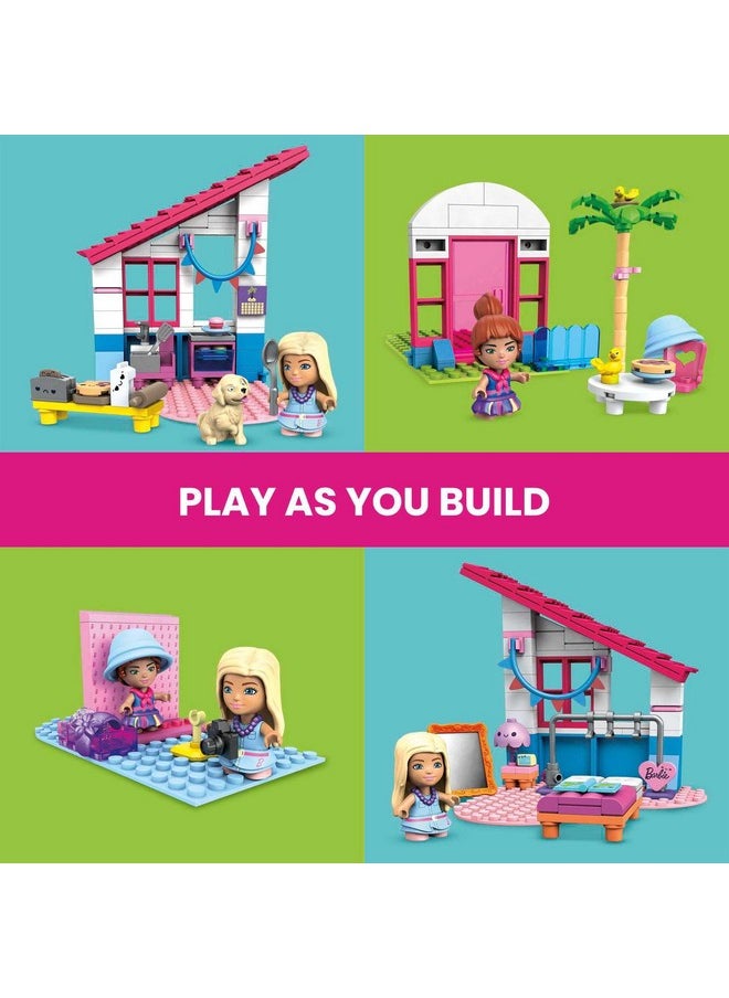 Mega Brands MEGA Construx Barbie Kids Building Toy Set, Malibu House with 303 Pieces, 2 Micro-Dolls, Furniture and Accessories, Ages 5+ Years  - Image 3