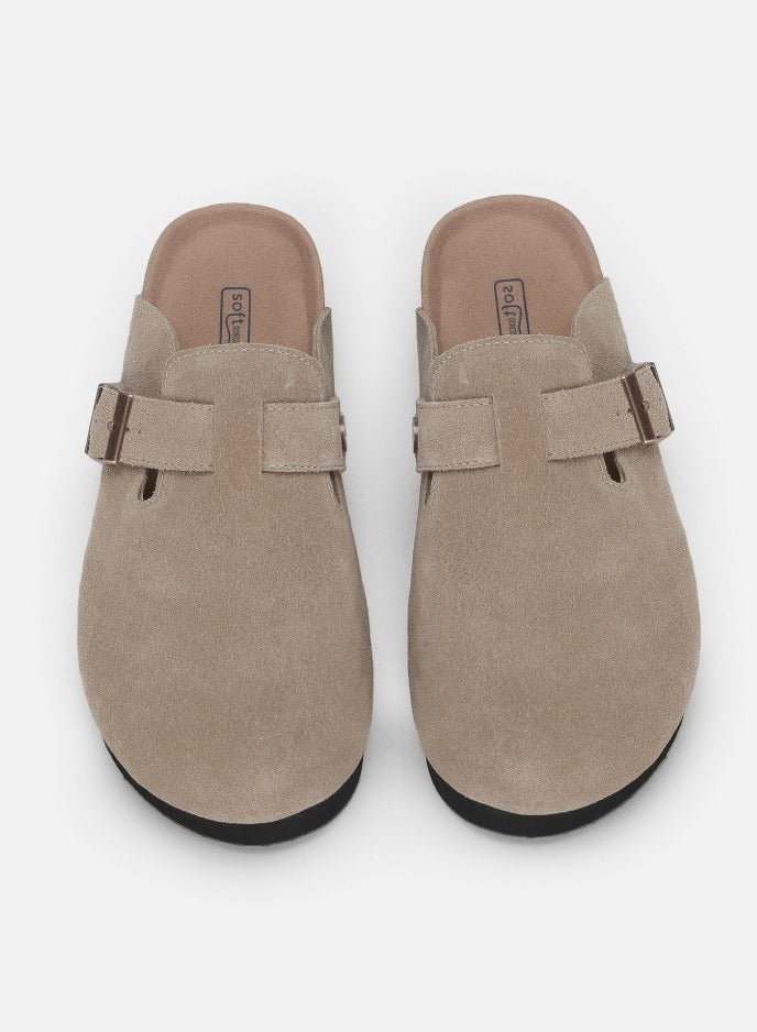 Loquat Suede Clogs Potato Shoes Cork Footbed Sandals Comfort Mules Slip On Slippers Khaki  - Image 2