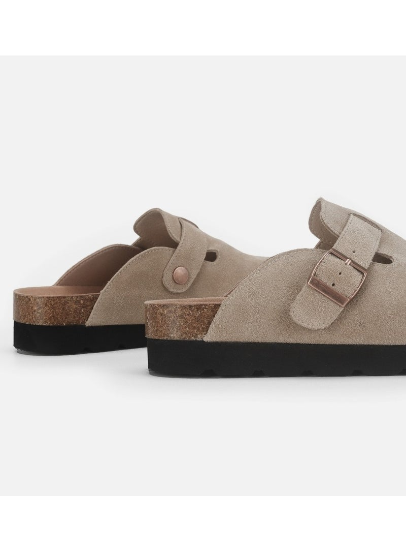 Loquat Suede Clogs Potato Shoes Cork Footbed Sandals Comfort Mules Slip On Slippers Khaki  - Image 4