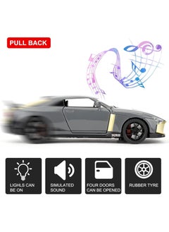 CHE ZHI Compatible with 1:24 Nissan GTR50 Diecast Model Car – Collectible Toy with Sound & Light for Boys, Girls & Adults – Gray  - Image 3