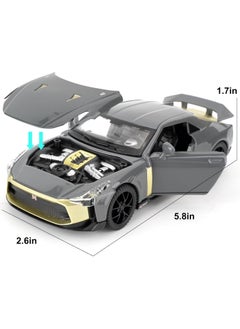 CHE ZHI Compatible with 1:24 Nissan GTR50 Diecast Model Car – Collectible Toy with Sound & Light for Boys, Girls & Adults – Gray  - Image 2