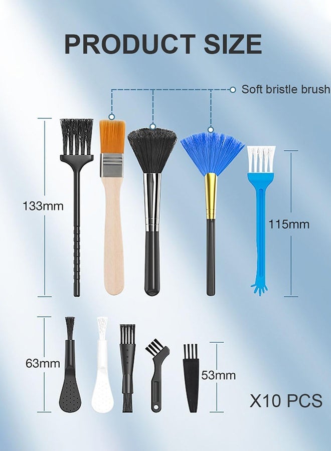 SUNDAREE مجموعة تنظيف لوحة المفاتيح من 10 قطع، أداة تنظيف صغيرة من النايلون مضادة للكهرباء الساكنة، مجموعة تنظيف لوحة مفاتيح الكمبيوتر المحمول للأجهزة الإلكترونية مثل مراوح اللوحة الأم للكمبيوتر، أداة إزالة الغبار - Image 3