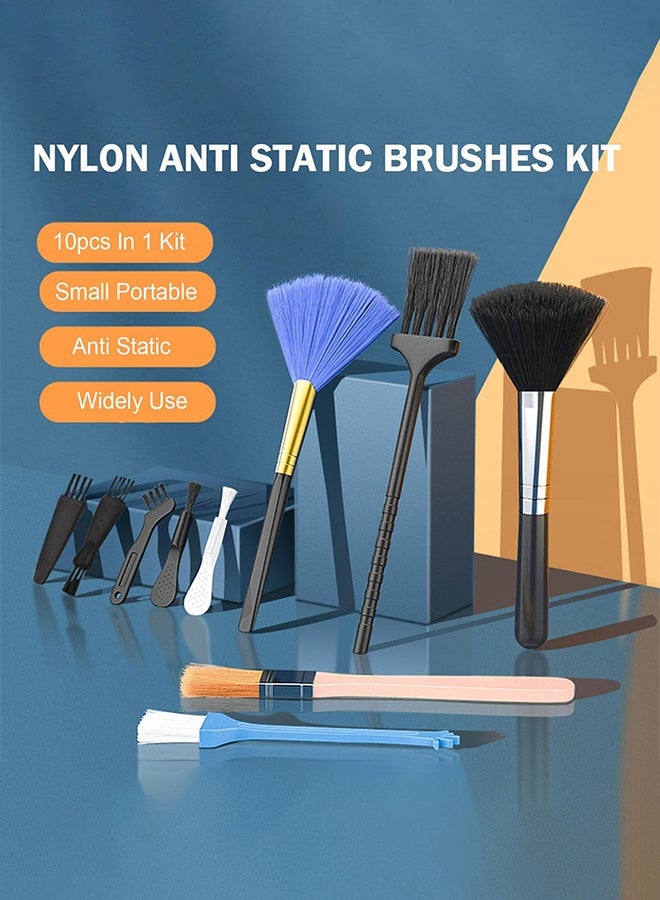 SUNDAREE مجموعة تنظيف لوحة المفاتيح من 10 قطع، أداة تنظيف صغيرة من النايلون مضادة للكهرباء الساكنة، مجموعة تنظيف لوحة مفاتيح الكمبيوتر المحمول للأجهزة الإلكترونية مثل مراوح اللوحة الأم للكمبيوتر، أداة إزالة الغبار - Image 2