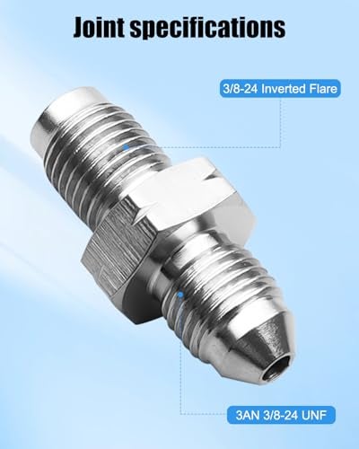 ULZOZN 4Pcs 3AN Male to 3824 Male Brake Adapter Fitting Connector Inverted Flare Stainless Steel Brake Line Adapter Fittings - Image 3